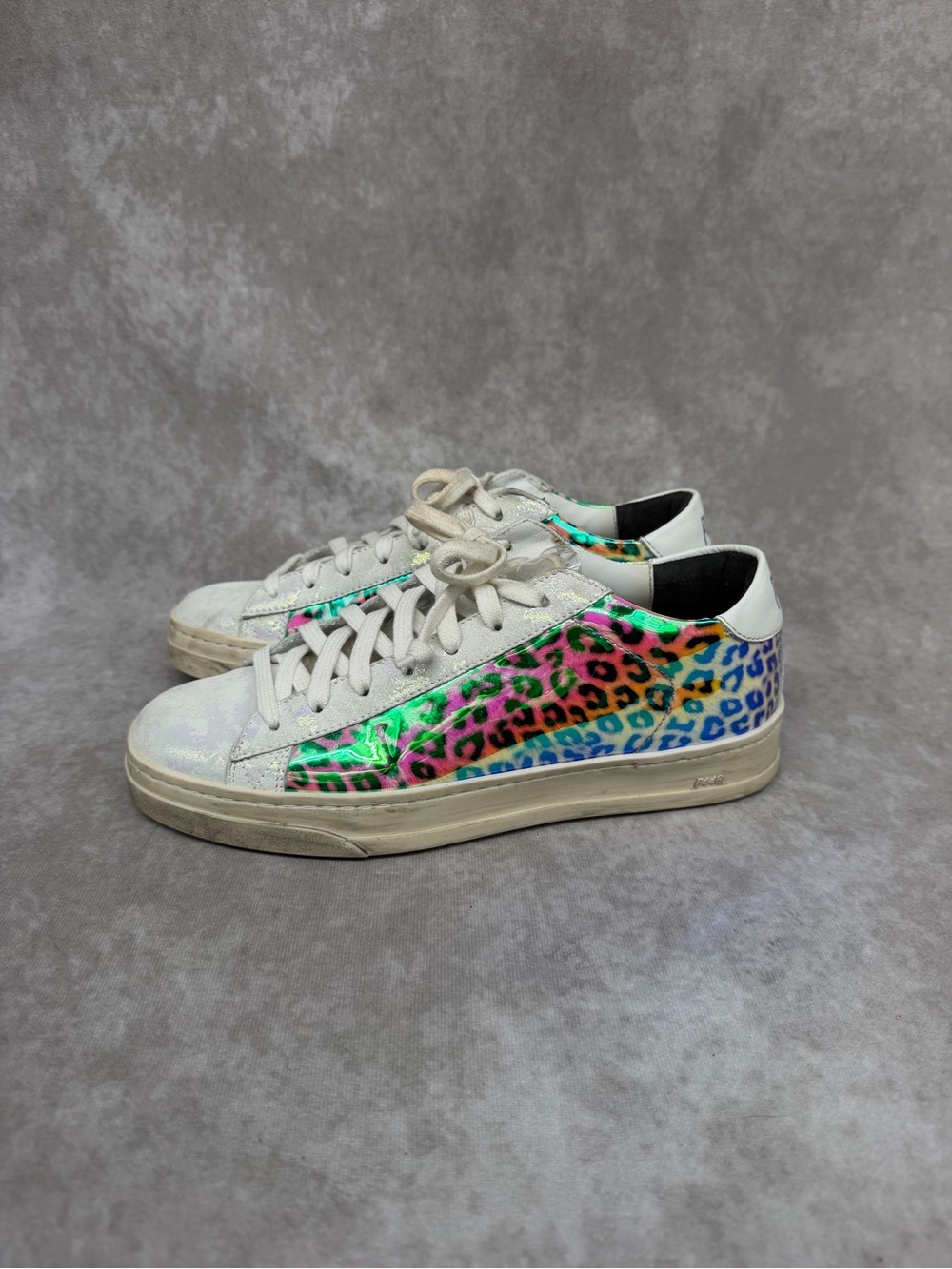 P448 Women’s Jack Leopard Hologram Low Top Sneaker EU 37 US 6.5-7 - Picture 4 of 8